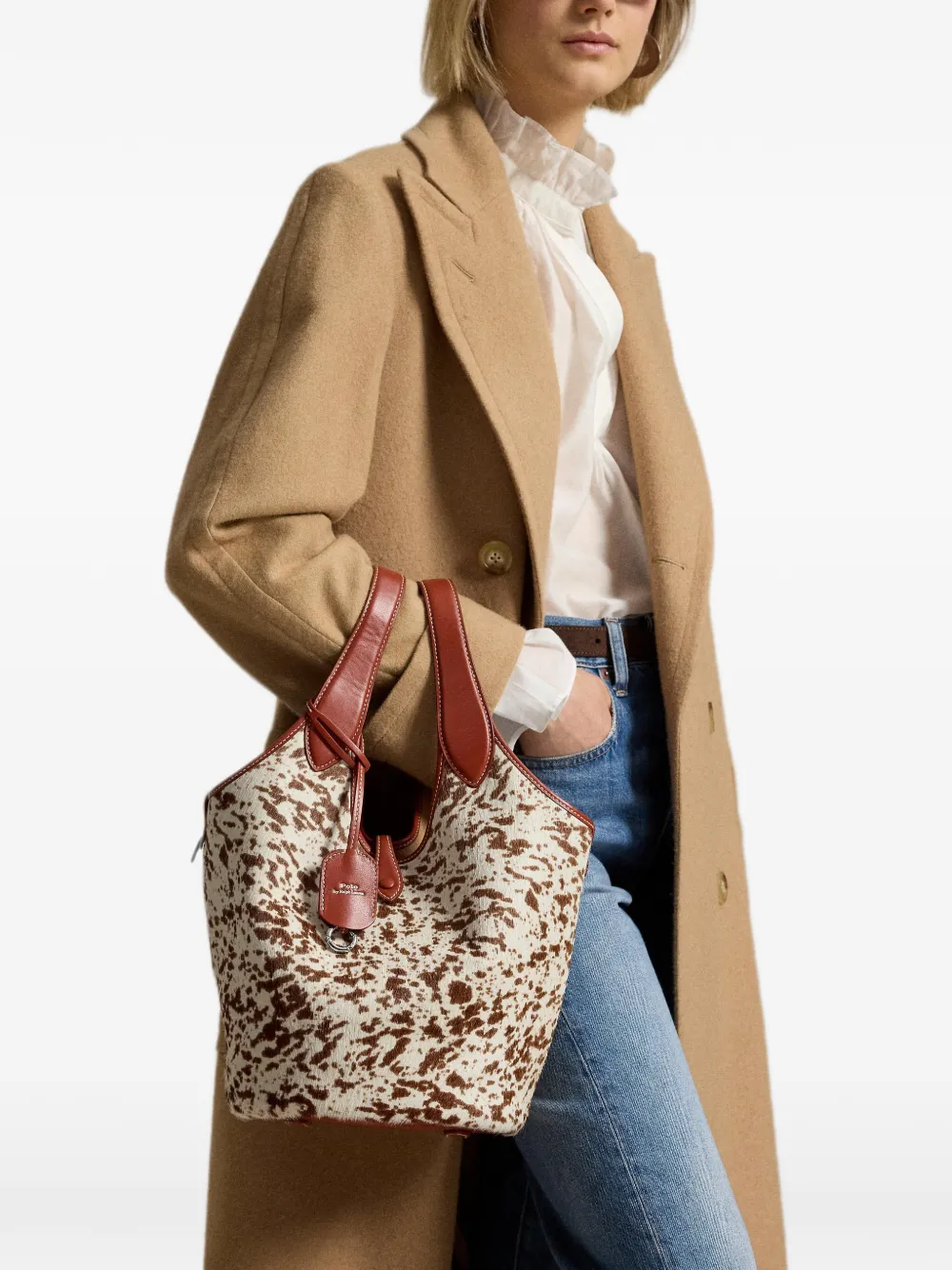 Polo Ralph Lauren Leren shopper Bruin