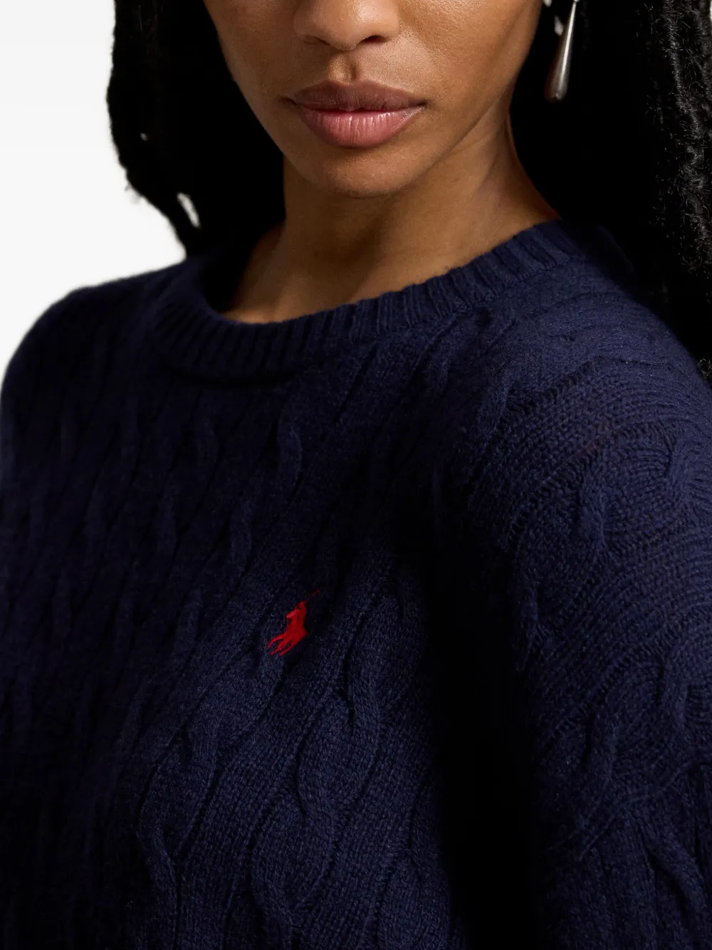 Polo Ralph Lauren Kabelgebreide mini-jurk met geborduurd logo Blauw