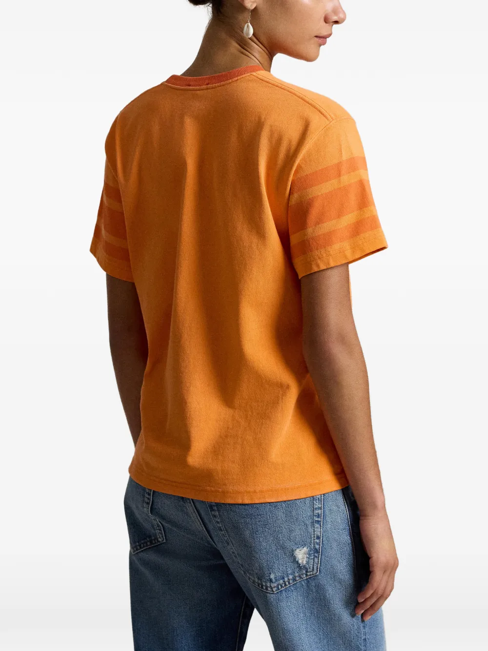 Polo Ralph Lauren T-shirt met gestreepte mouwen en grafische print Oranje
