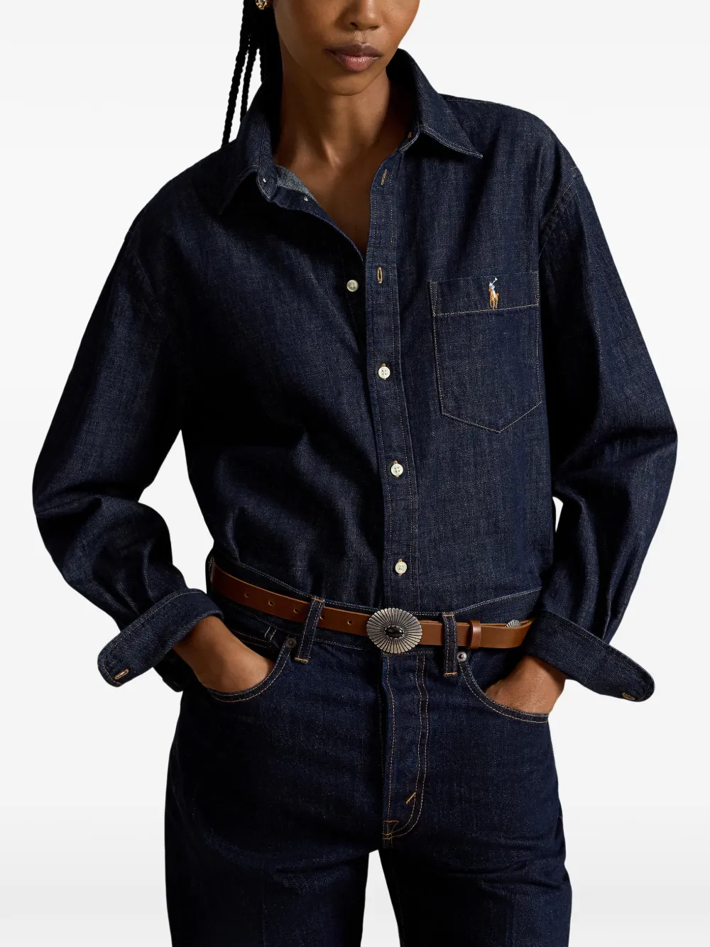 Polo Ralph Lauren Overhemd met geborduurd logo en zak Blauw