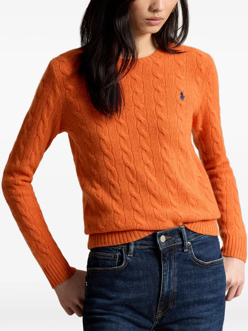 Polo Ralph Lauren Kabelgebreide trui met borduurwerk Oranje