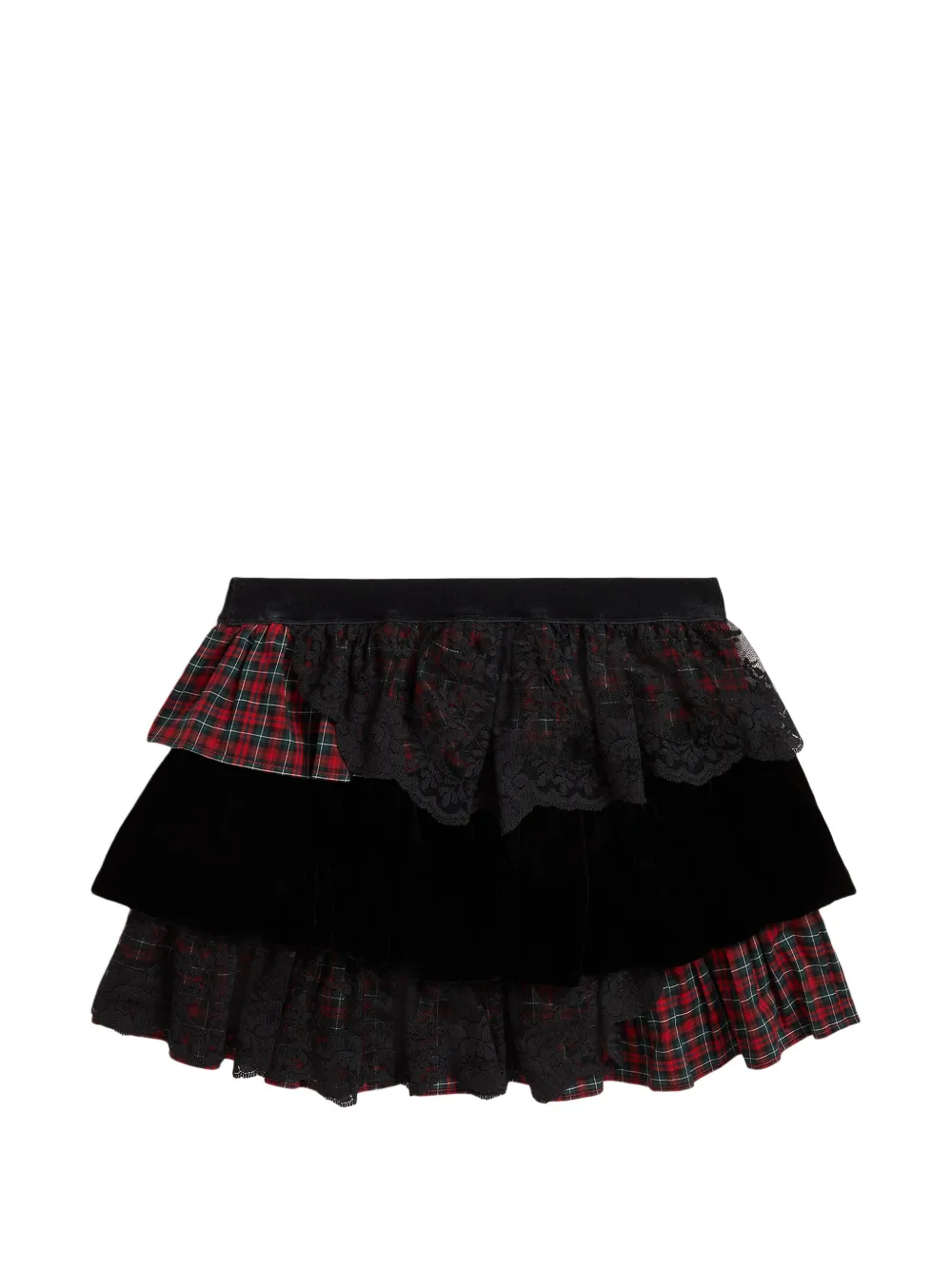 POLO RALPH LAUREN KIDS Gelaagde rok met tartan-ruit Zwart