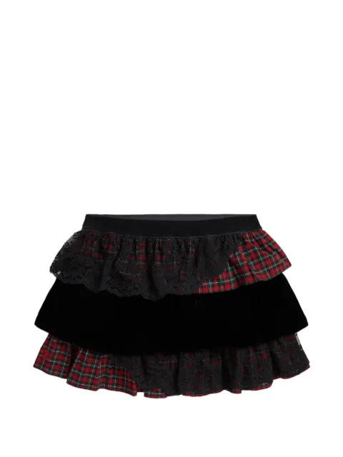 POLO RALPH LAUREN KIDS tartan-pattern tiered skirt
