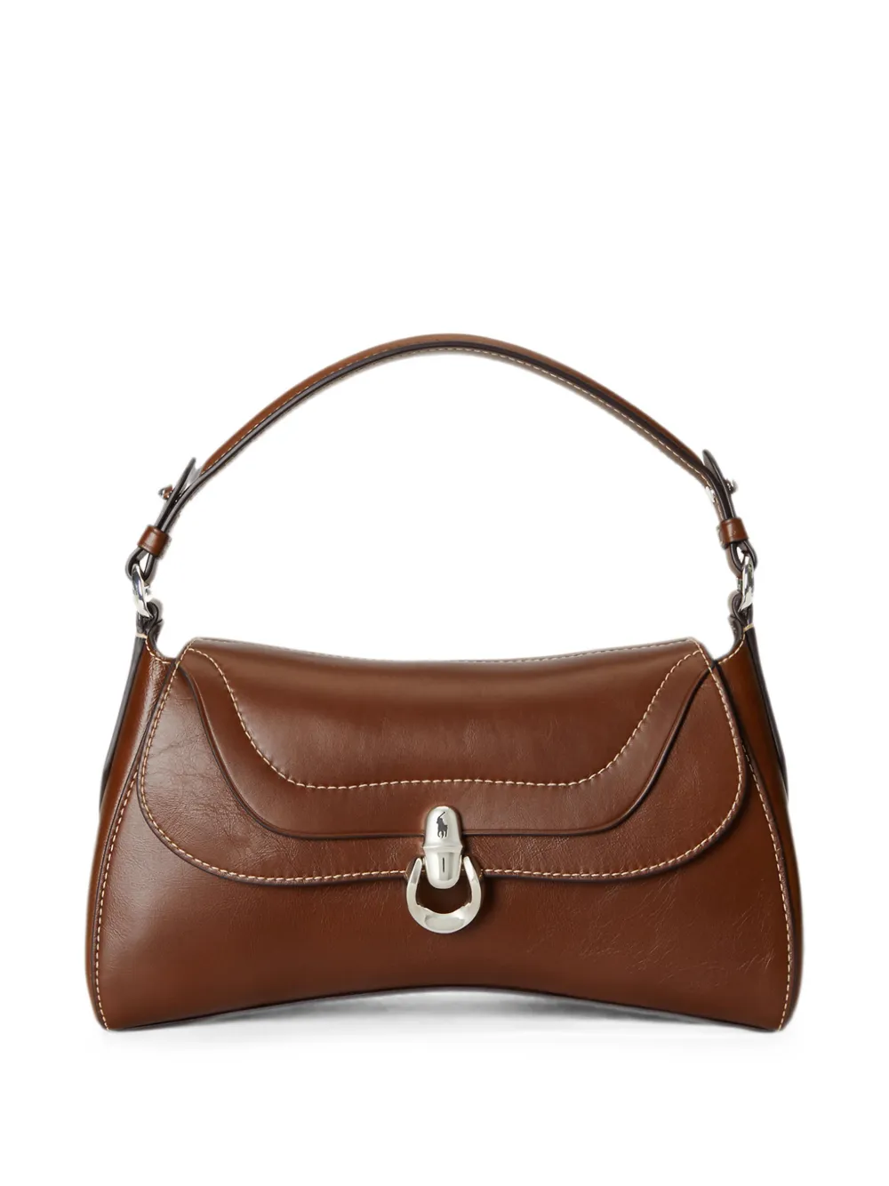 Polo Ralph Lauren contrast-stitch calf leather shoulder bag - Marrone