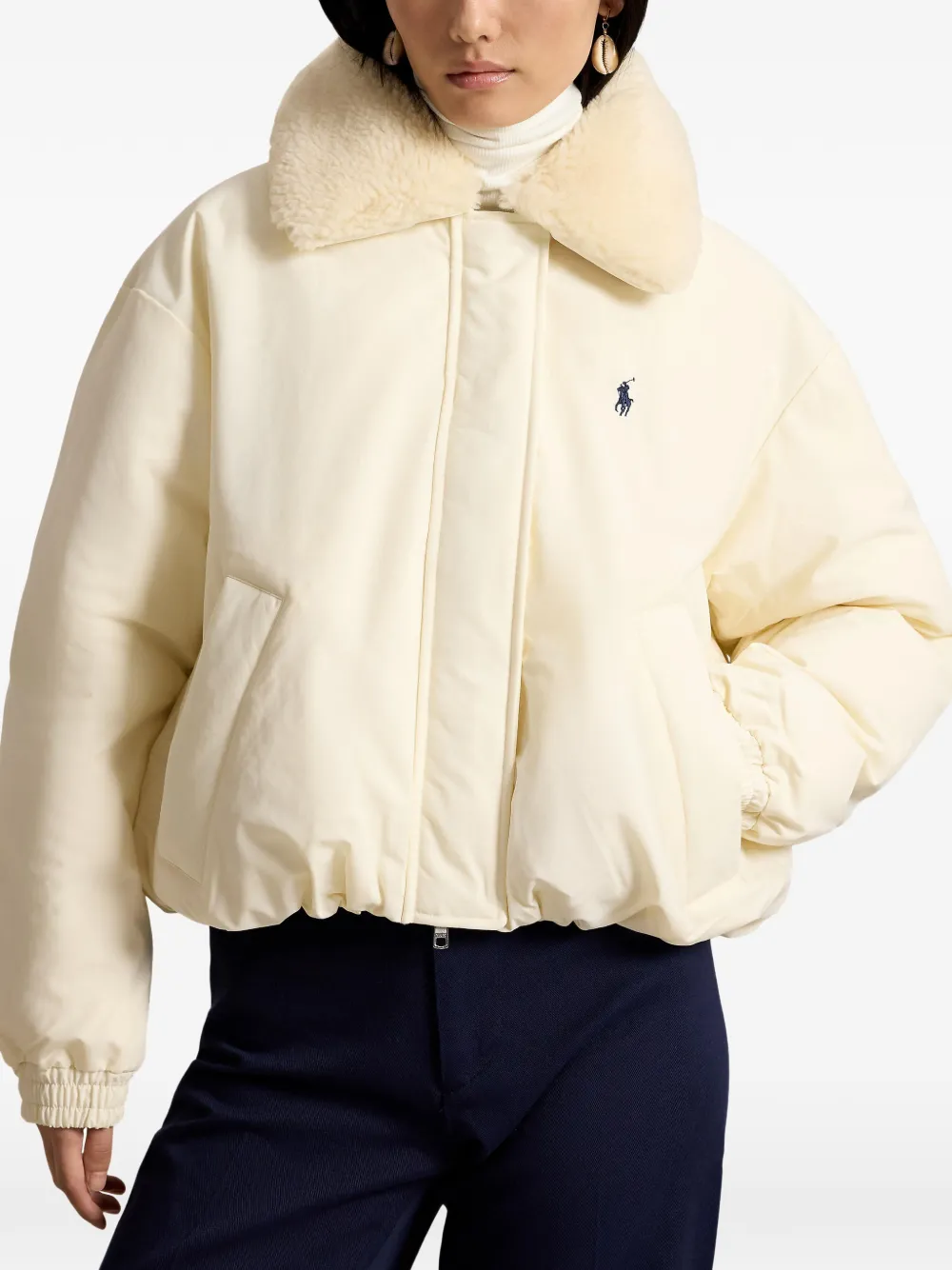 Polo Ralph Lauren Donsjack met hoge kraag Beige