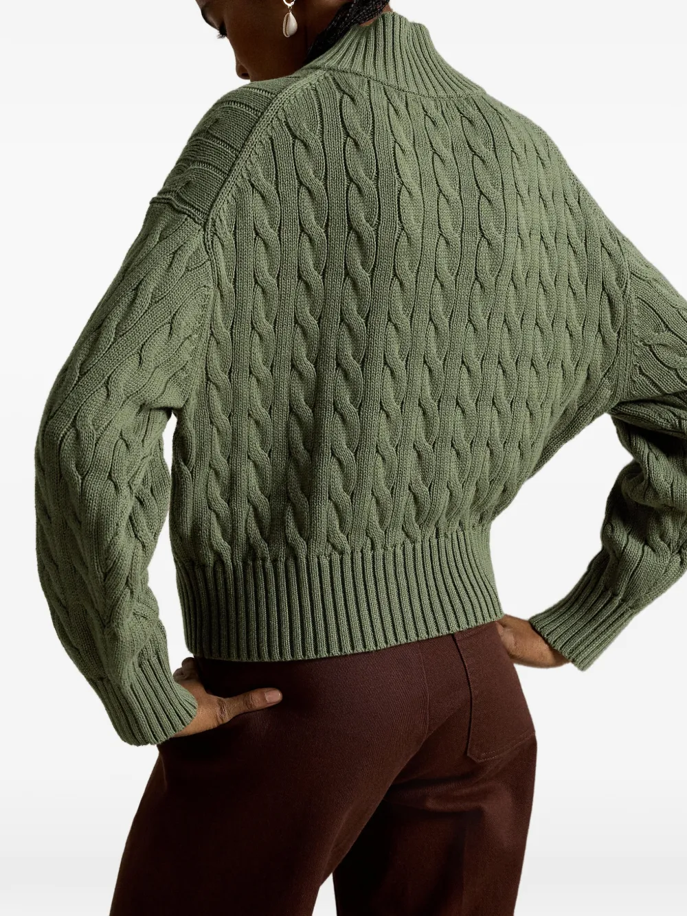 Polo Ralph Lauren Kabelgebreide trui met kwart rits Groen