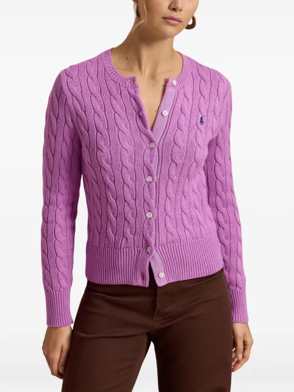 Ralph Lauren Polo COUNTRY ポロカン パープル L Polo Ralph Lauren cable-knit Cardigan | Purple | FARFETCH