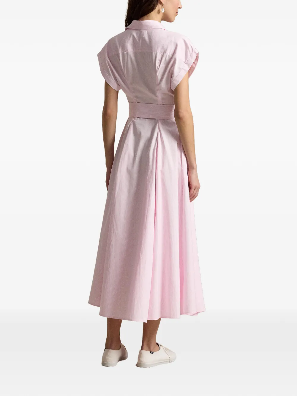 Polo Ralph Lauren Wimbledon gestreepte blousejurk met A-lijn Roze
