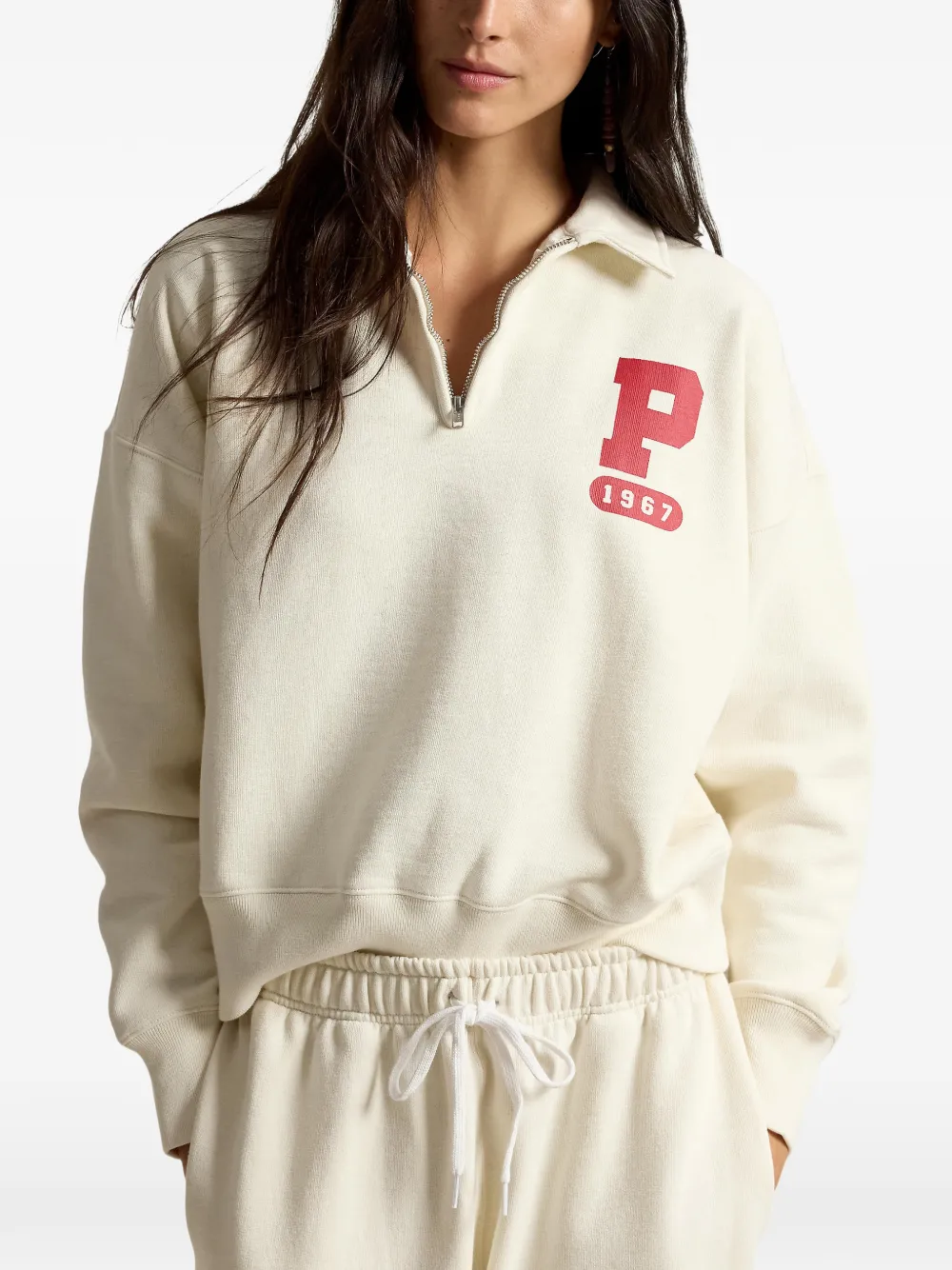 Polo Ralph Lauren Polotop met halve rits en logoprint Wit