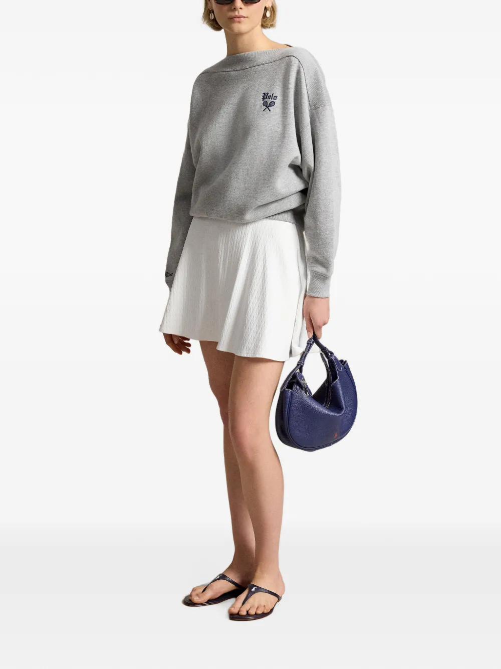 Polo Ralph Lauren Trui met geborduurd logo en bateau-hals Grijs