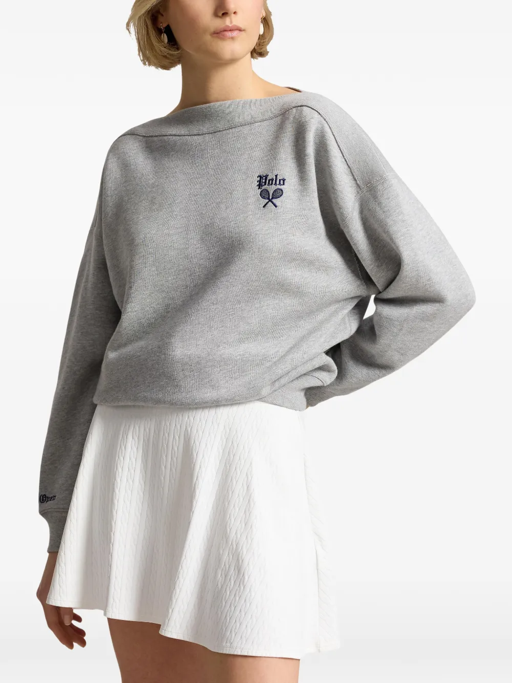 Polo Ralph Lauren Trui met geborduurd logo en bateau-hals Grijs