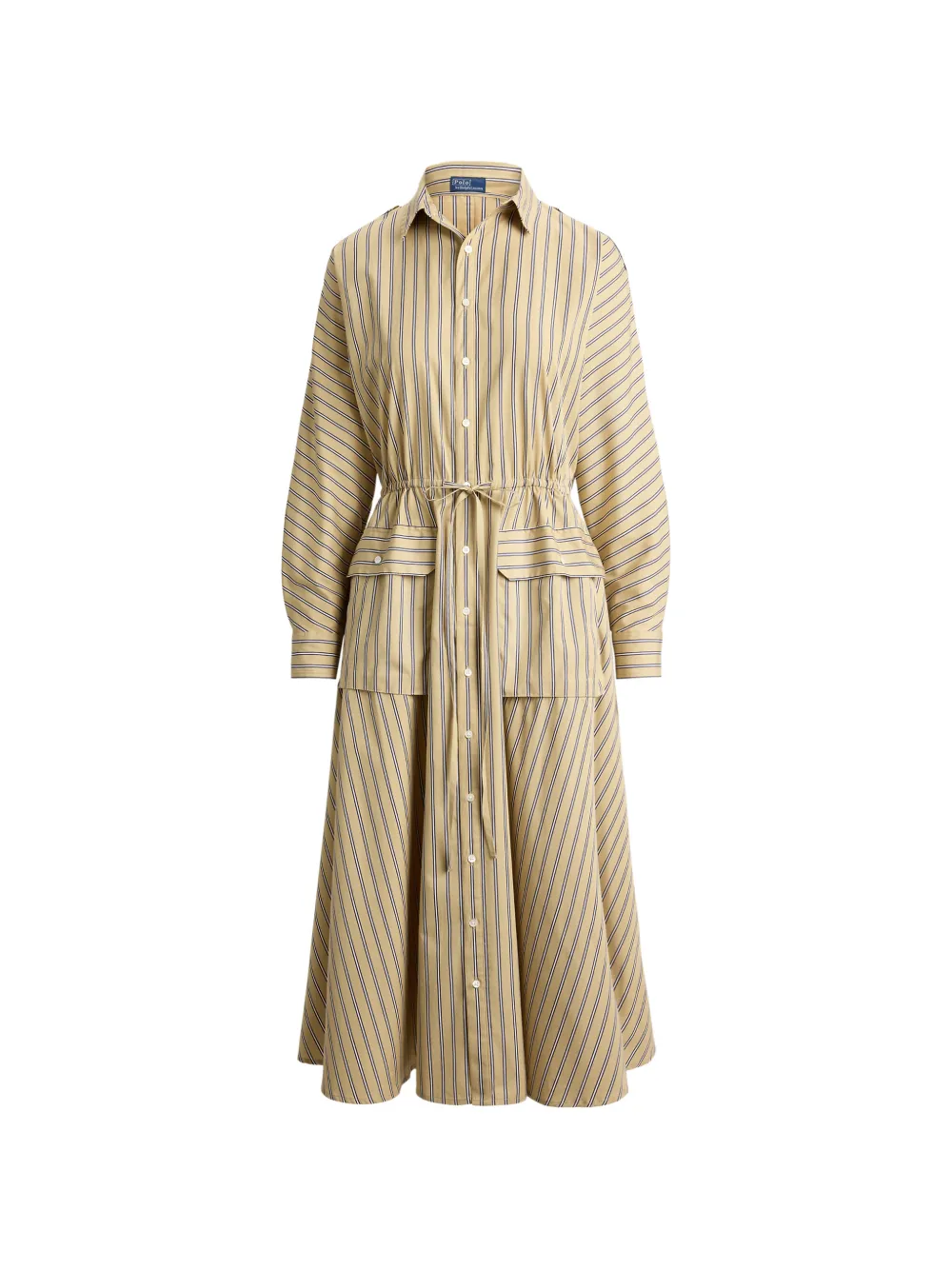 Polo Ralph Lauren striped drawstring-waist shirt dress - Toni neutri