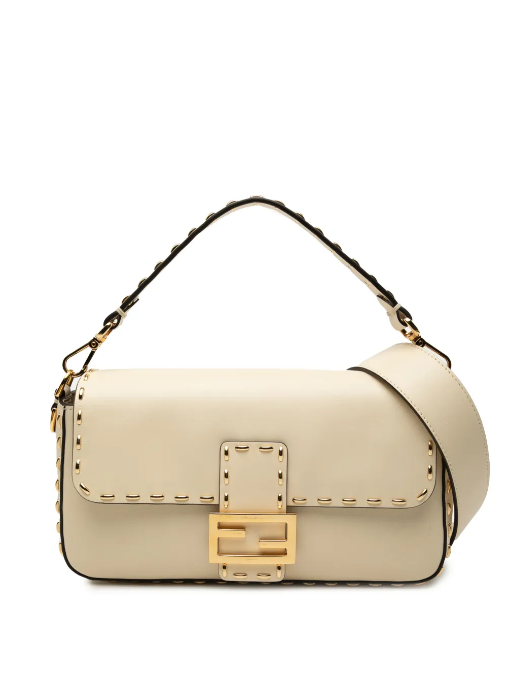 Fendi Pre-Owned 2010-2025 Leather Metal Stitch Baguette satchel - Marrone