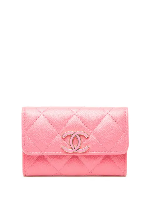 CHANEL Pre-Owned 2020 Quilted Caviar Resin CC Flap card holder