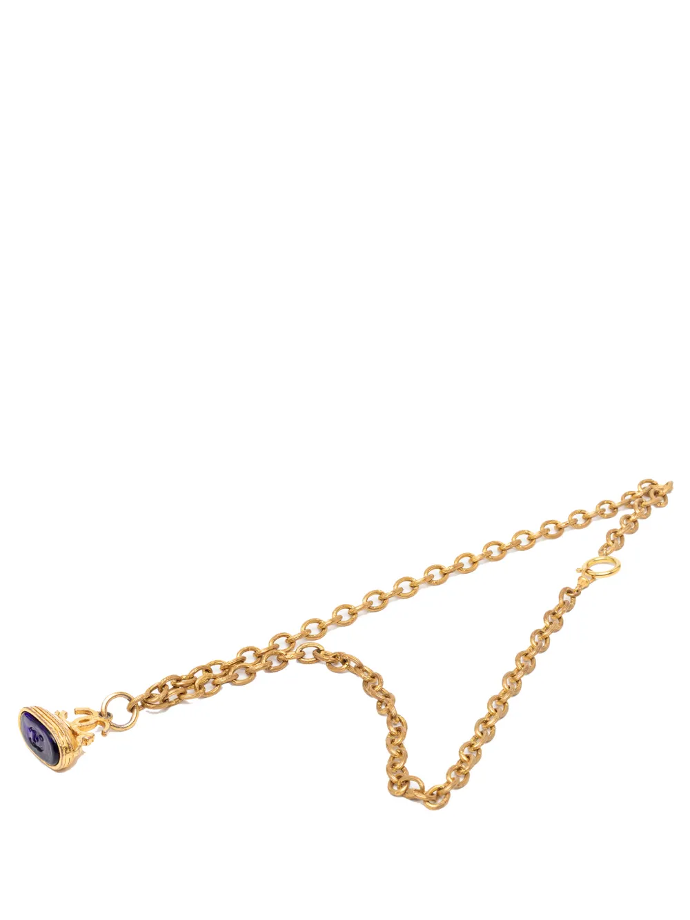 CHANEL Pre-Owned 1993 CC Gold Plated Gripoix Stamp Pendant Necklace costume necklace - Blu