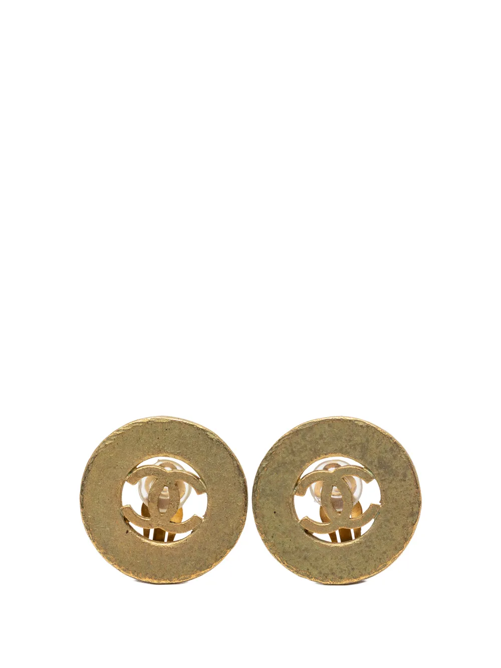 CHANEL Pre-Owned 1994 CC Gold Plated Round Clip On Earrings costume earrings - Oro