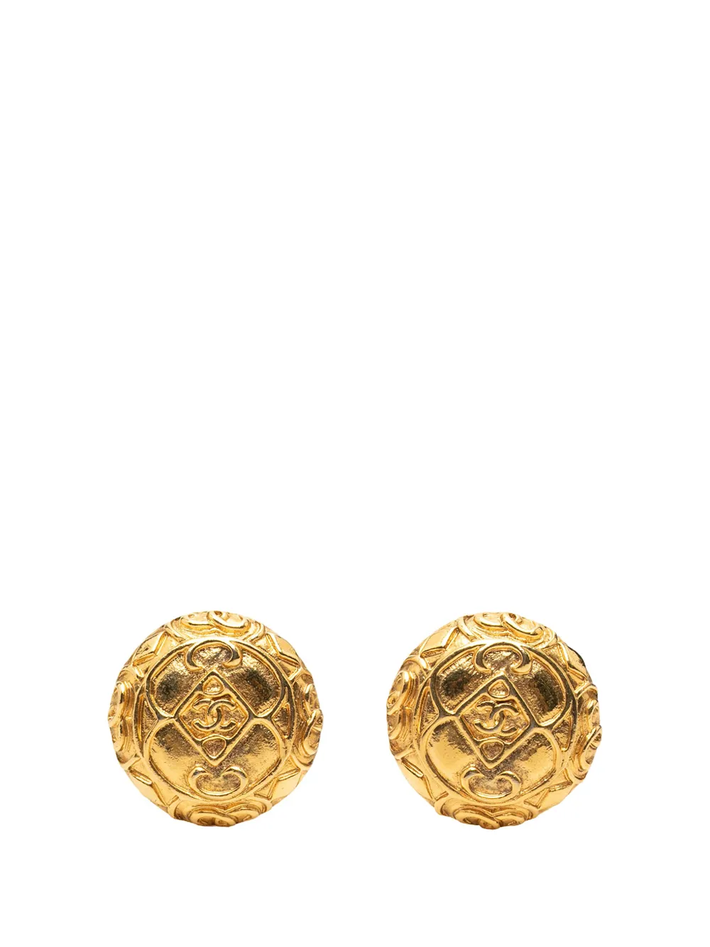 CHANEL Pre-Owned 1970-1980 CC Gold Plated Round Clip On Earrings costume earrings - Oro