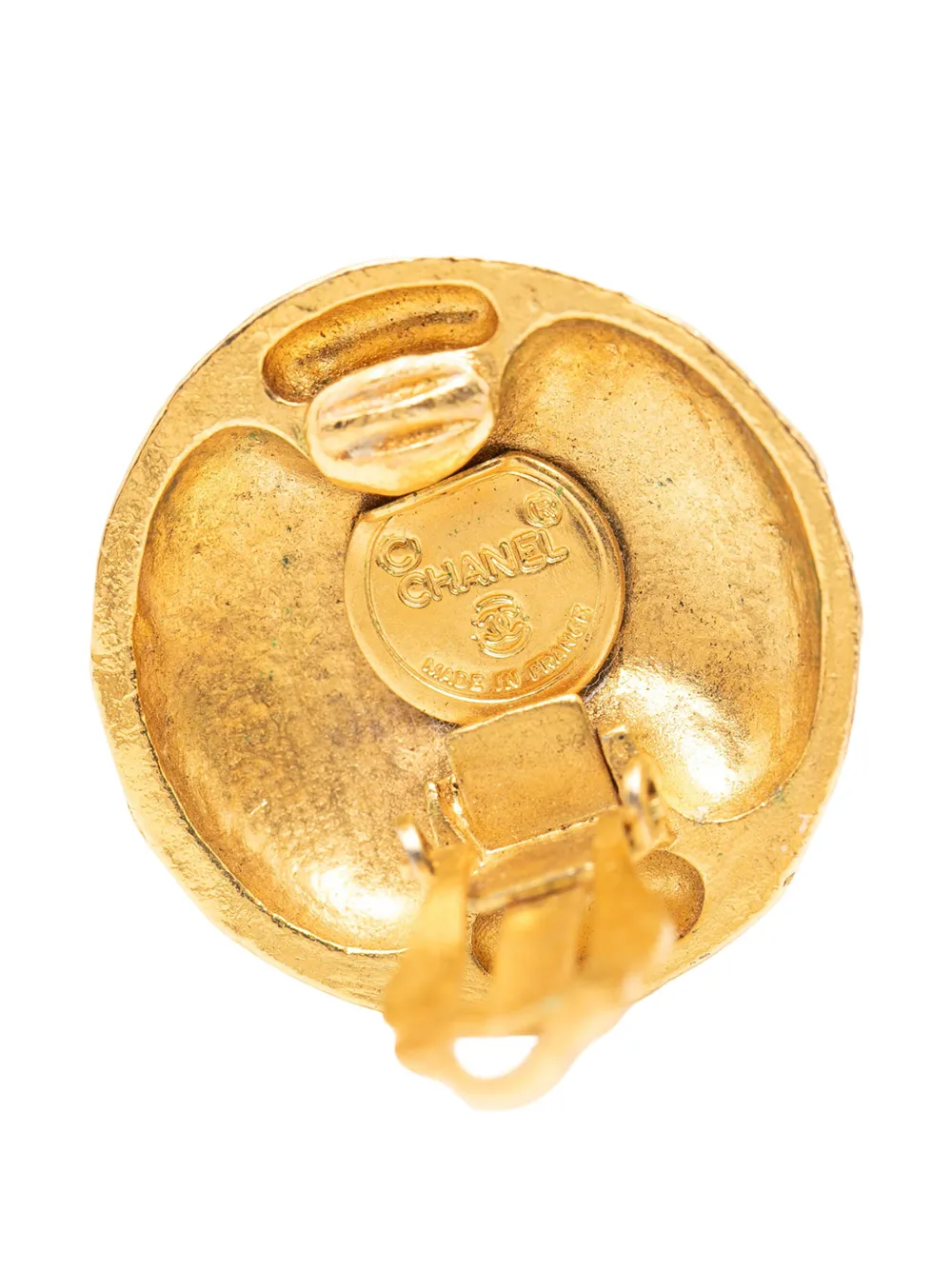 1970-1980 Cc Gold Plated Round Clip On Earrings Costume Earrings