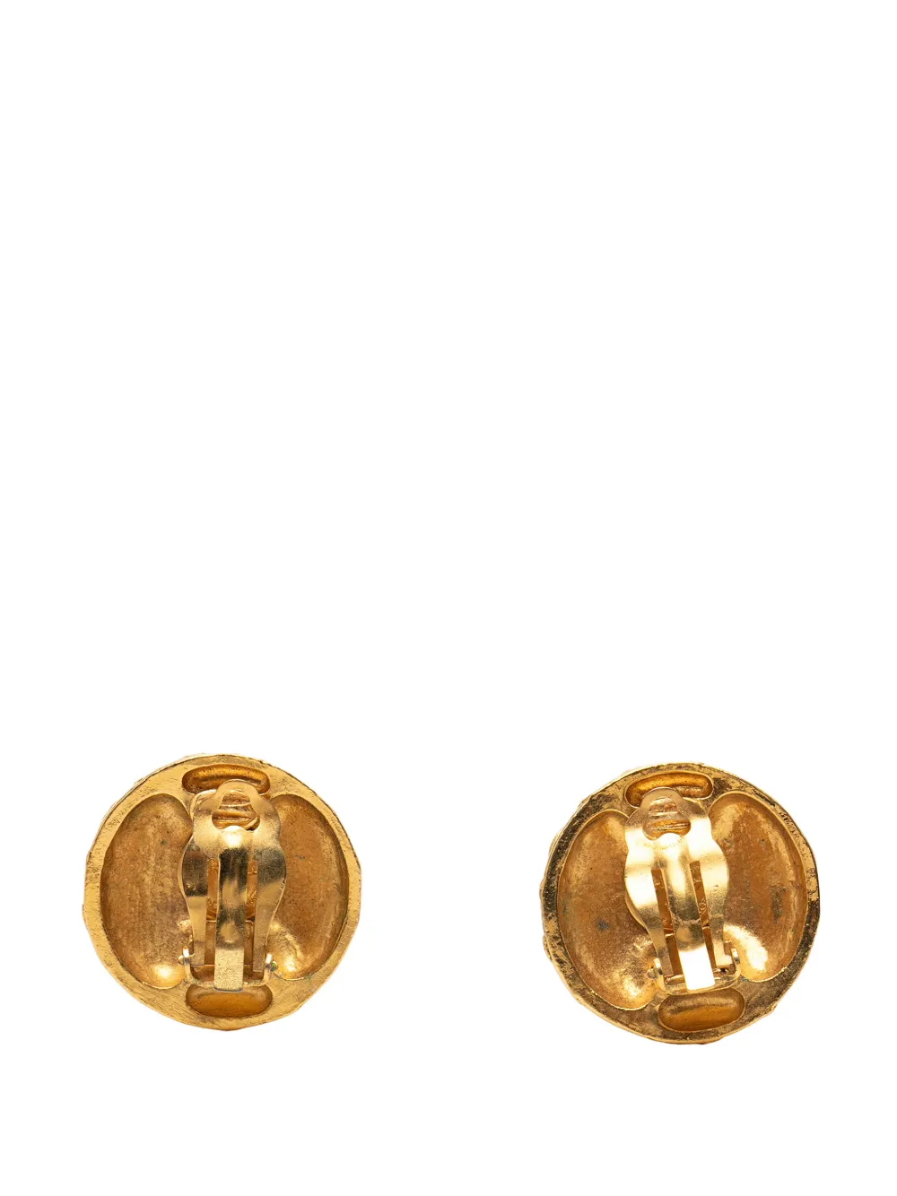 1970-1980 Cc Gold Plated Round Clip On Earrings Costume Earrings