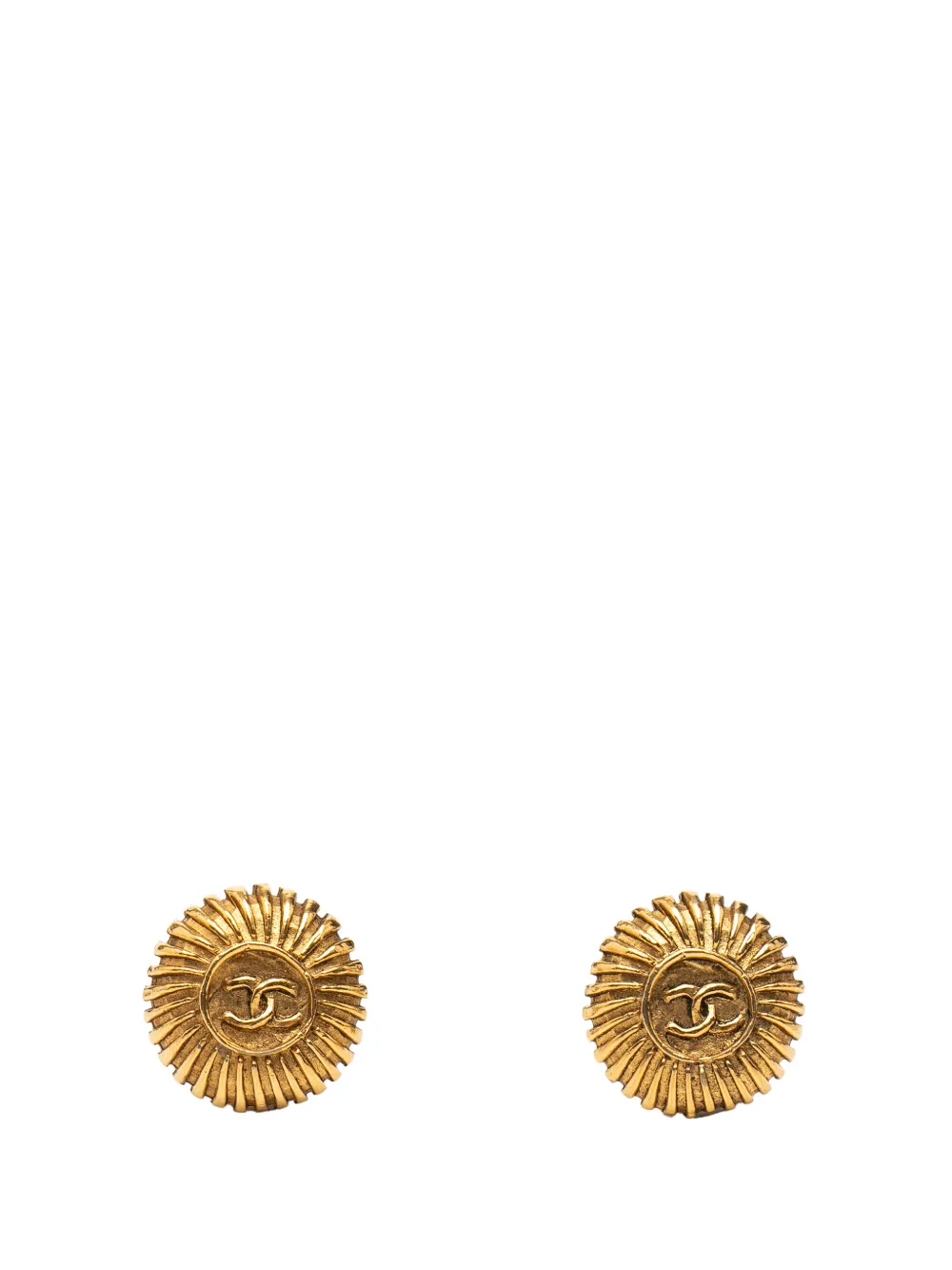 CHANEL Pre-Owned 1970-1980 CC Gold Plated Round Clip on Earrings costume earrings - Oro