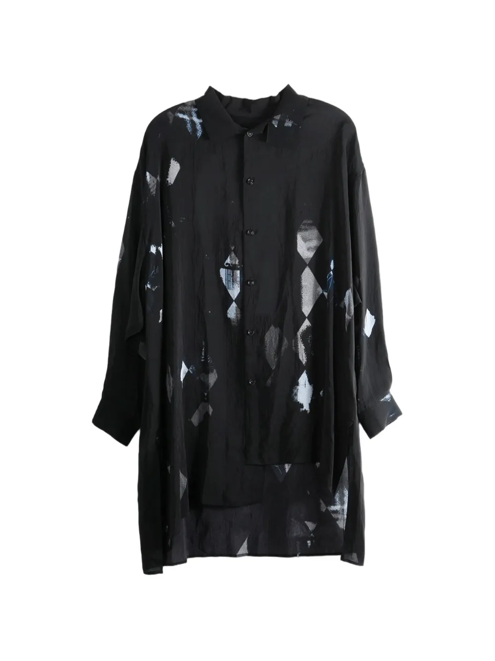 Y's diamond-print asymmetric shirt - Nero