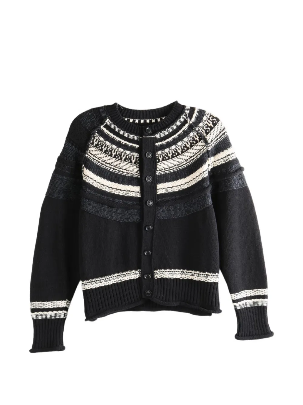 Y's fair-isle raglan-sleeve cardigan - Nero