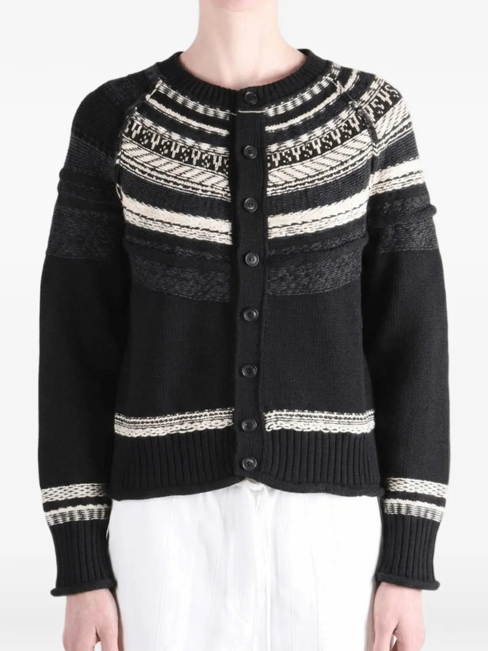 Y's Fair-Isle vest met raglan mouwen Zwart