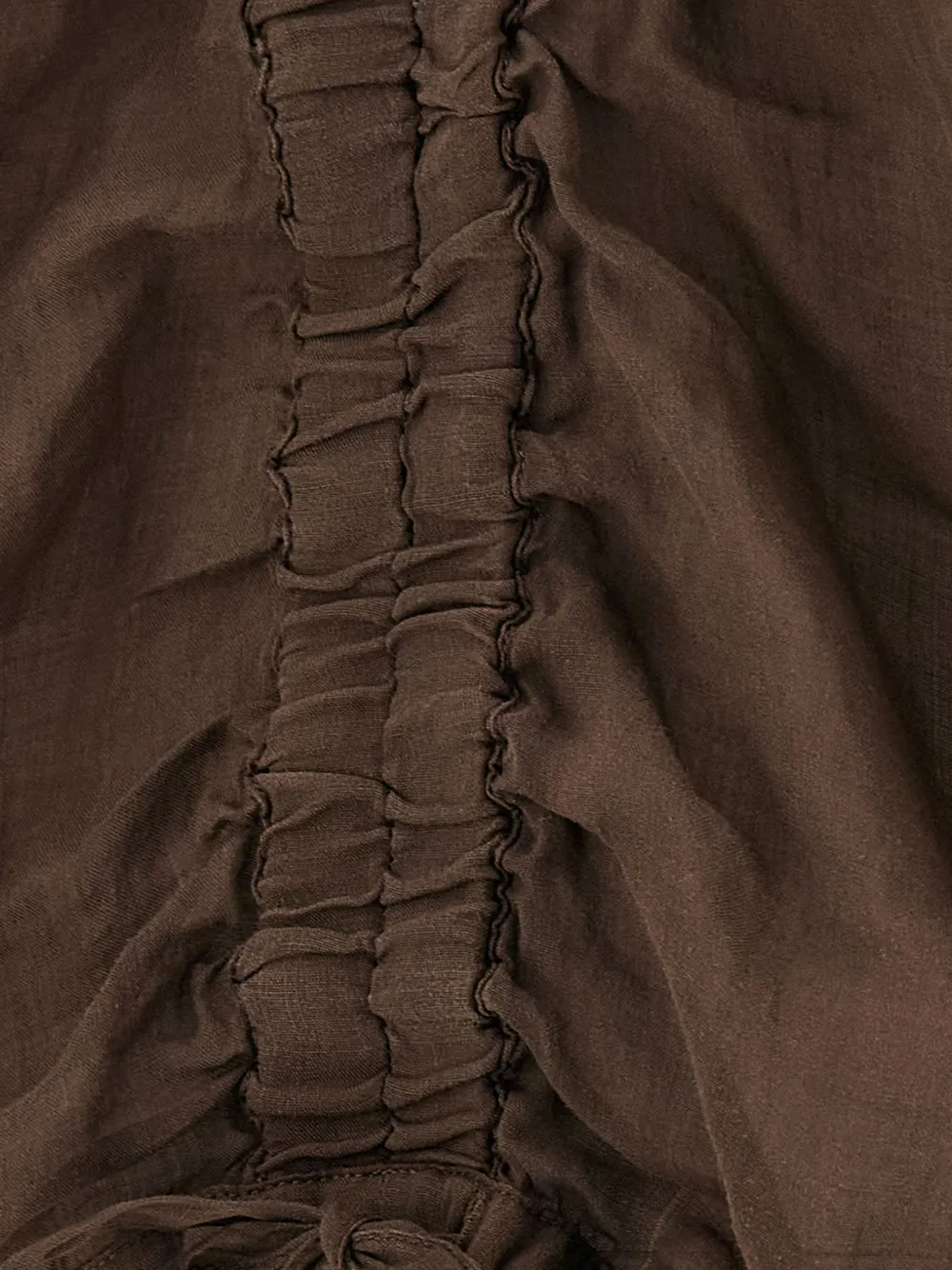  Nude V-neck Drawstring Blouse - Brown 