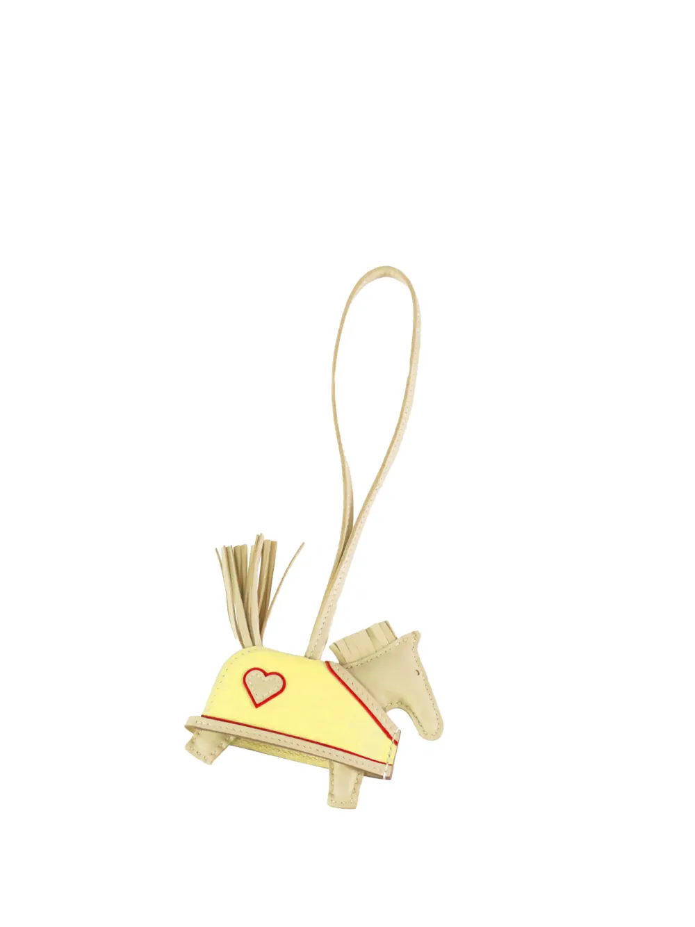 Hermès Pre-Owned 2025 Milo Lambskin Rodeo Robeo Coeur Charm PM key chain - Bianco