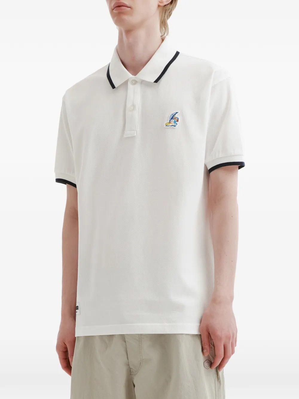  Chocoolate Trimmed Embroidered Polo Shirt - White 