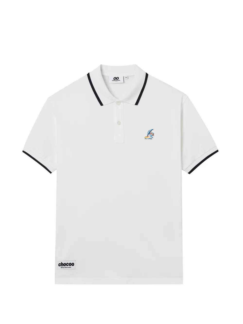 CHOCOOLATE trimmed embroidered polo shirt - Bianco