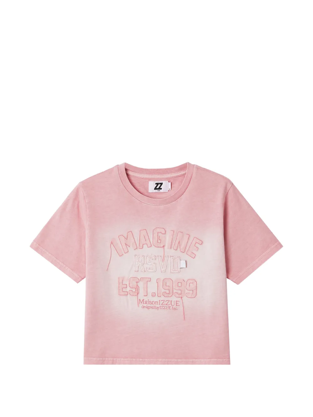 izzue embroidered cropped T-shirt - Rosa