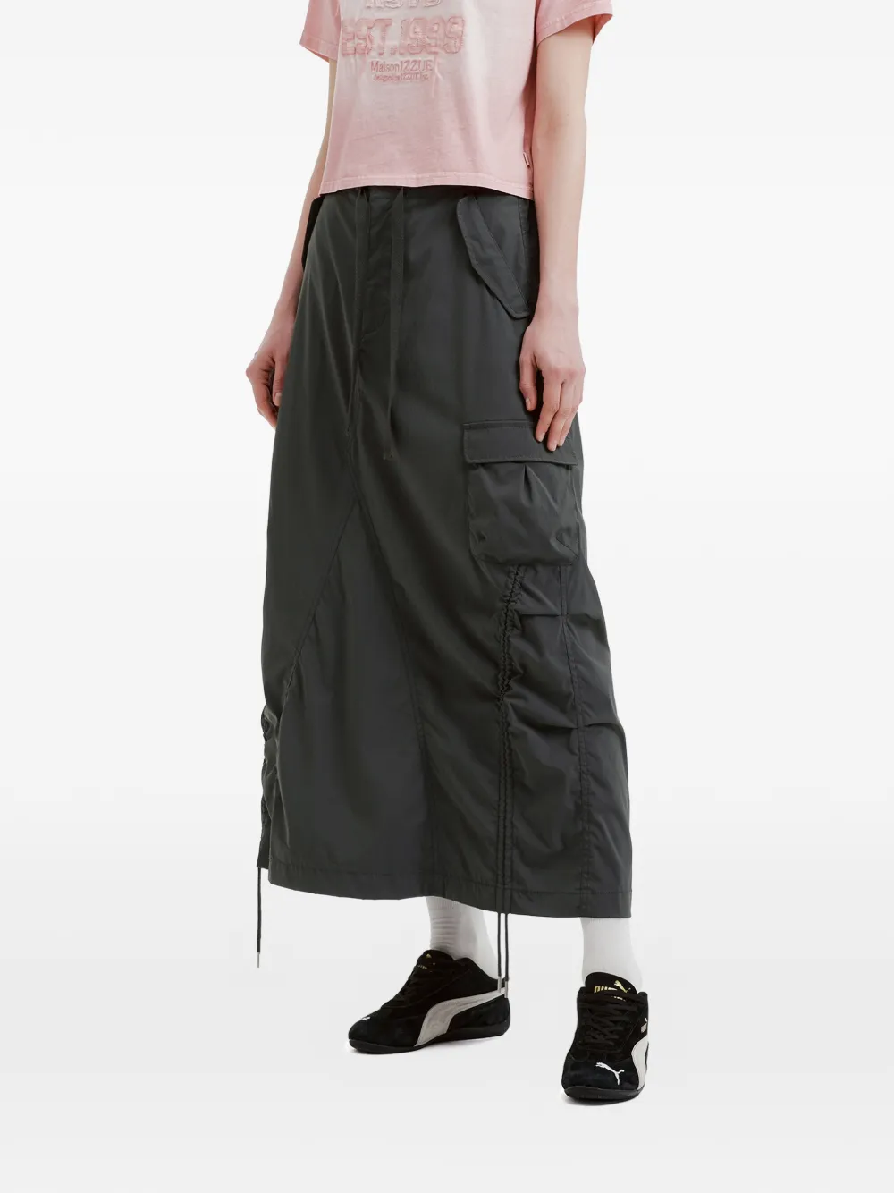  Izzue Cargo Drawstring Skirt - Grey 