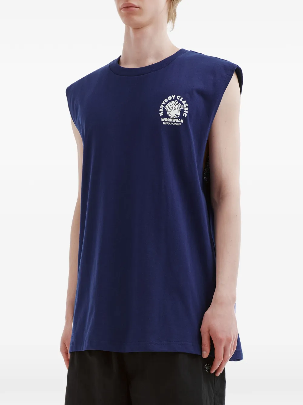  Chocoolate Graphic Sleeveless T-shirt - Blue 