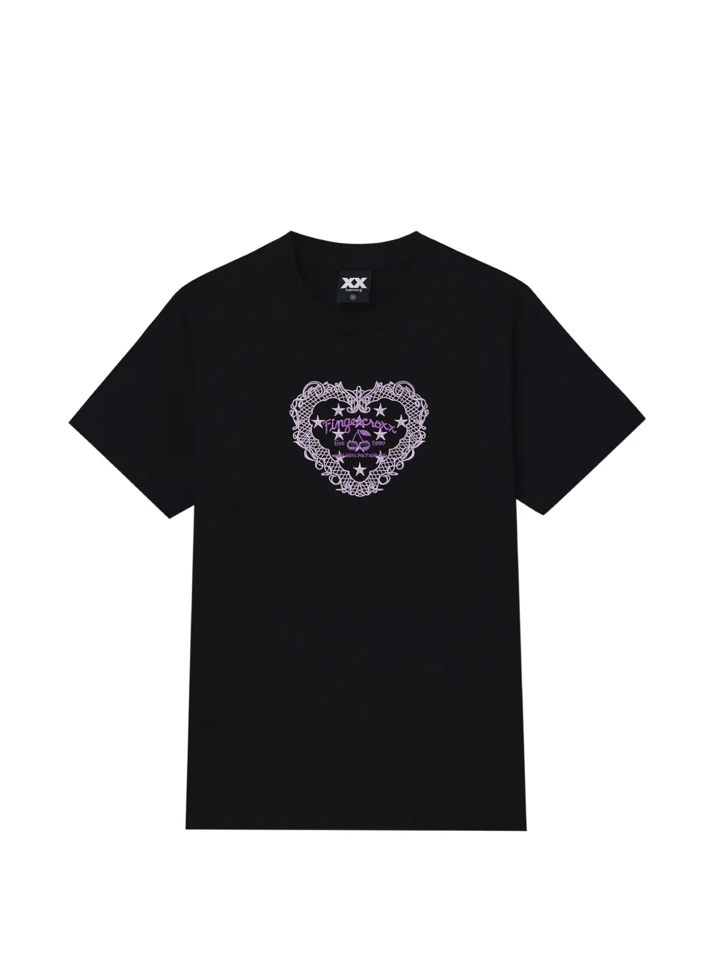 FINGERCROXX heart-embroidered T-shirt - Nero