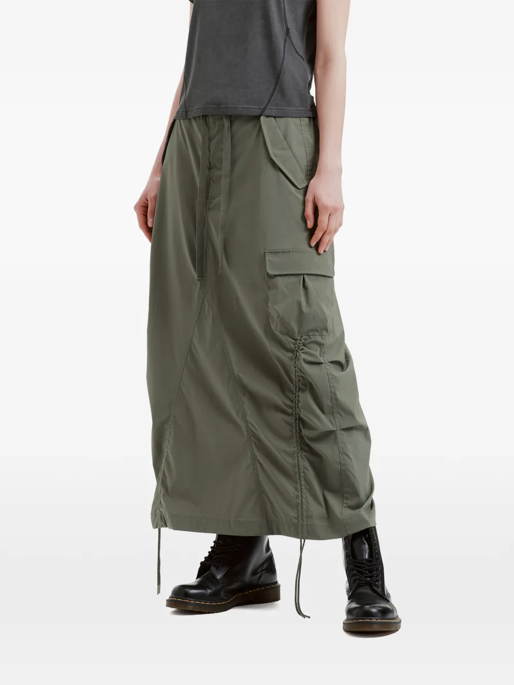  Izzue Cargo Drawstring Skirt - Green 