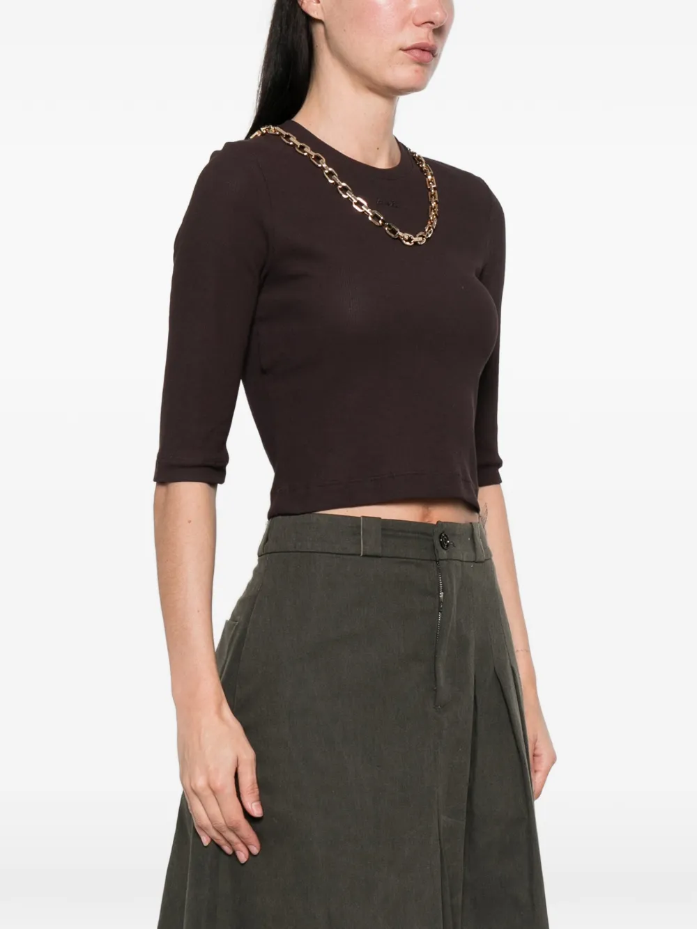 PINKO Cropped trui met ketting Bruin
