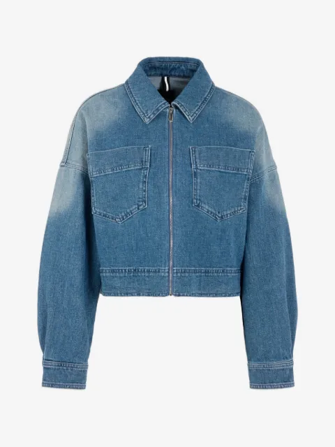 MARCCAIN faded-effect patch-pocket denim jacket