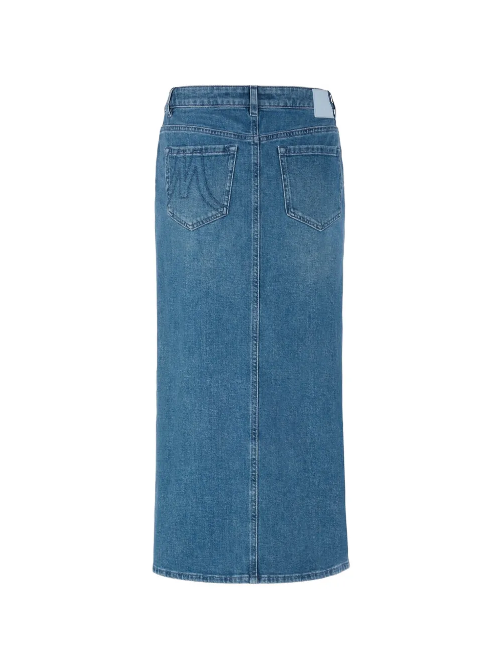 MARCCAIN front-slit logo-patch midi skirt Blauw