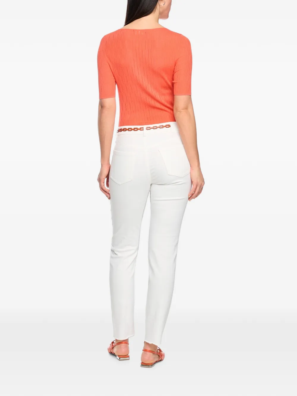 MARCCAIN Faro jeans met kettingdetail en franje Wit