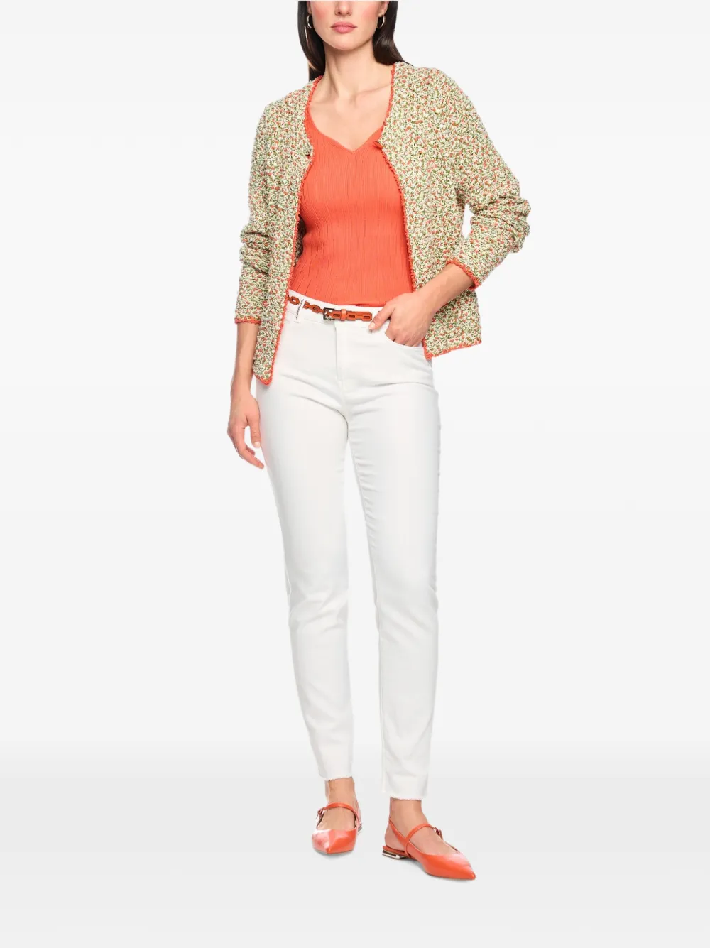 MARCCAIN Faro jeans met kettingdetail en franje Wit