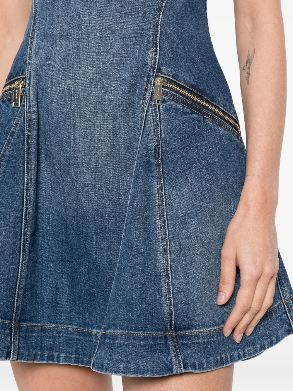 Self-Portrait Mini-jurk met ruches Blauw
