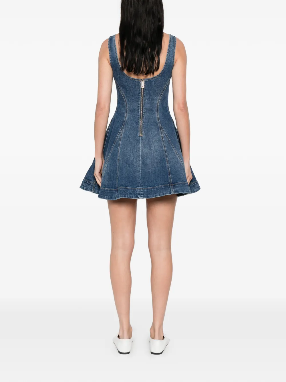 Self-Portrait Mini-jurk met ruches Blauw