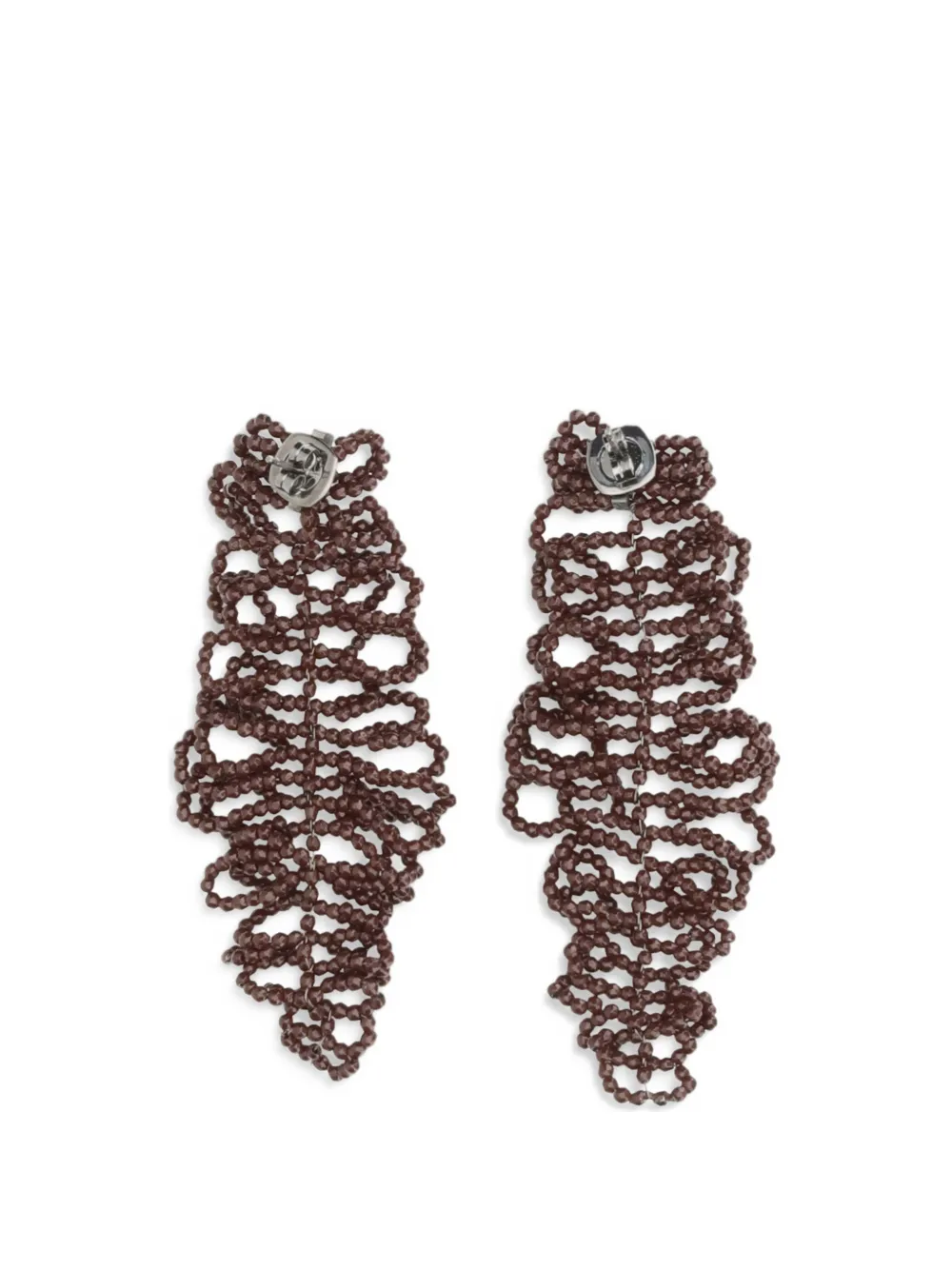  Brunello Cucinelli Beaded Leaf Earrings - Red 