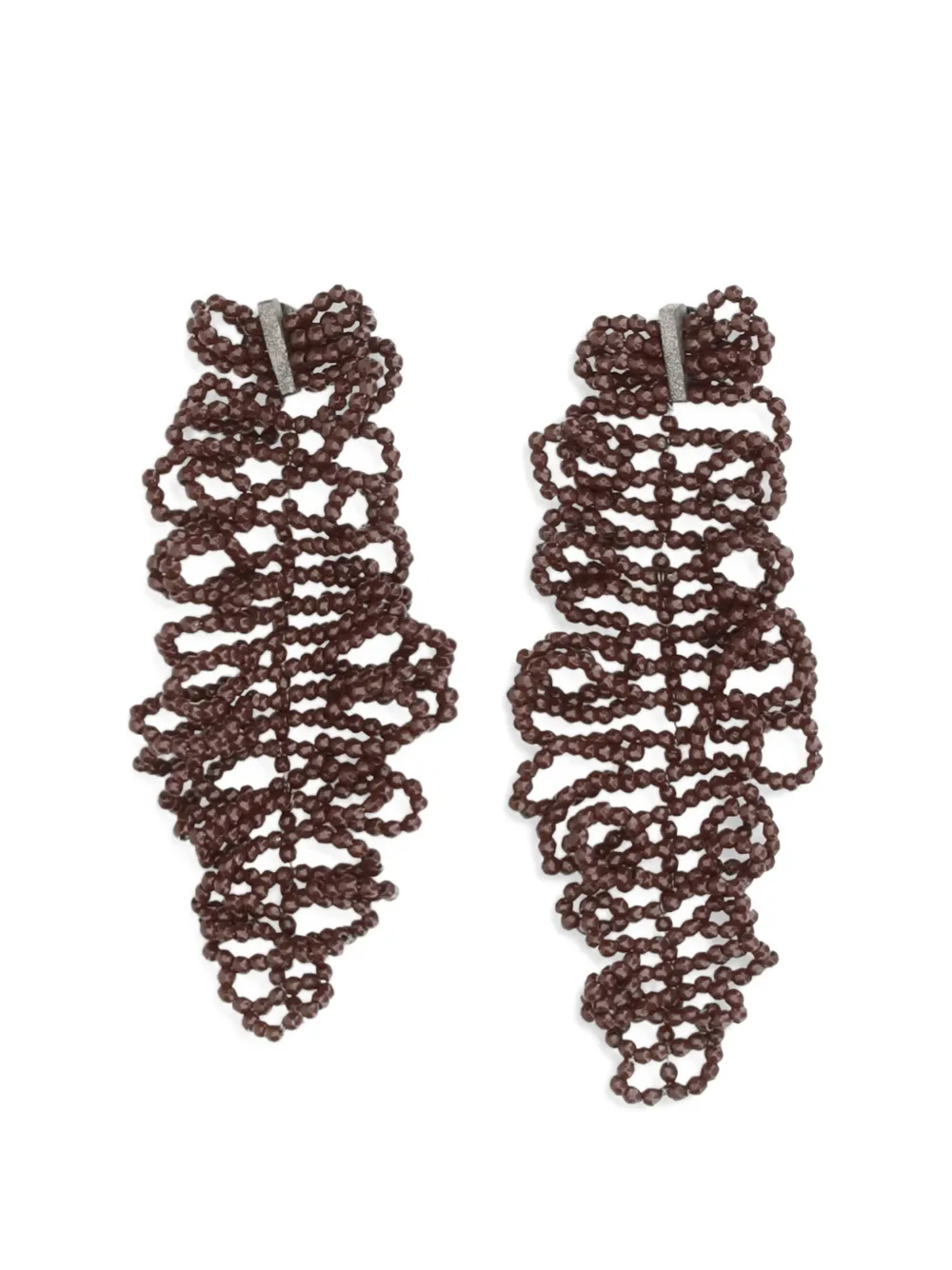 Brunello Cucinelli beaded leaf earrings - Rosso