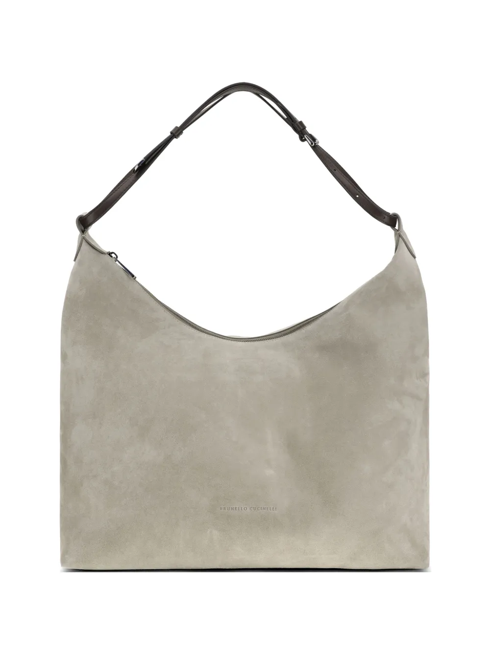 Brunello Cucinelli zip suede shoulder bag - Grigio