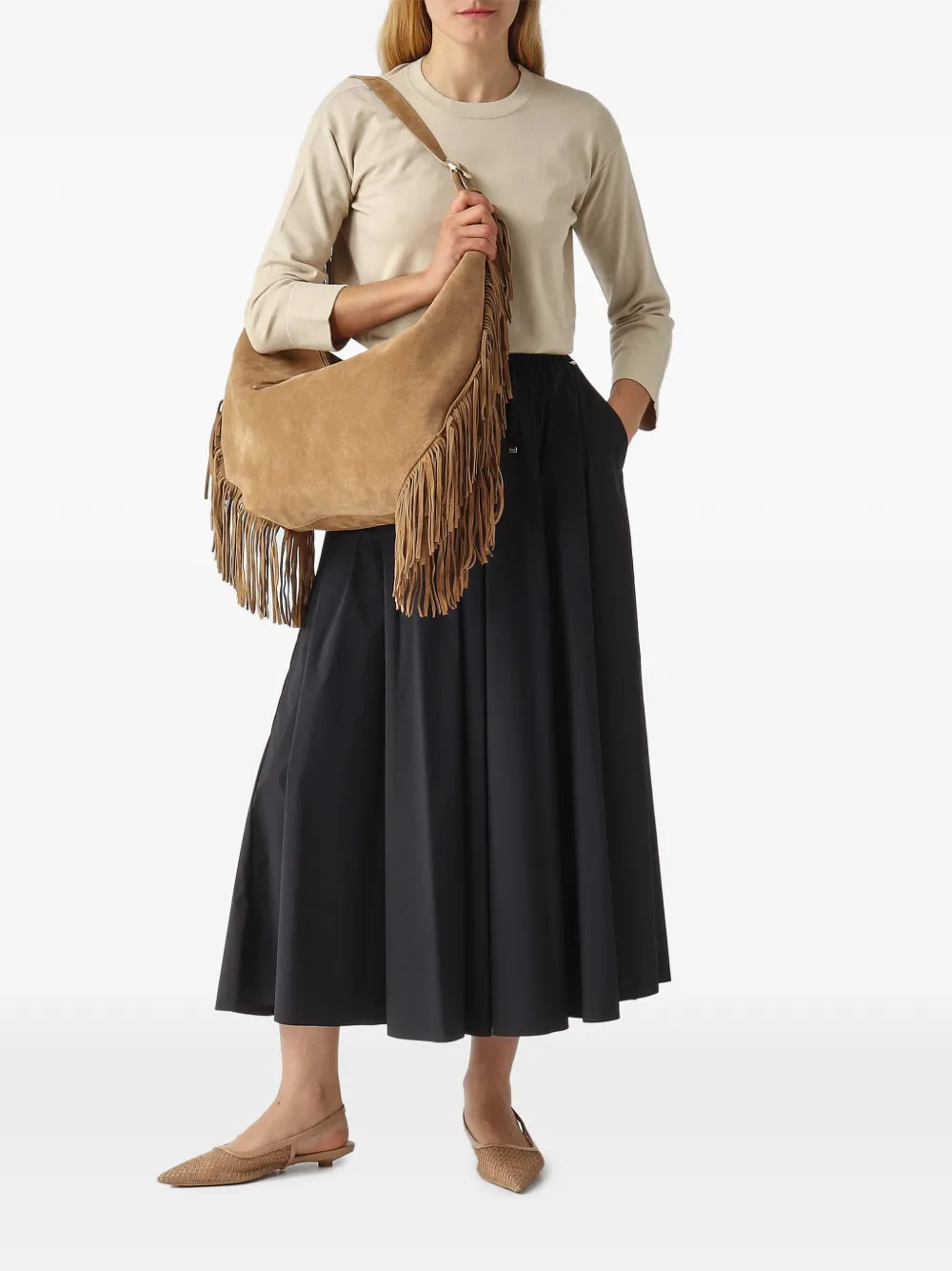 Orciani Louela suède schoudertas Beige