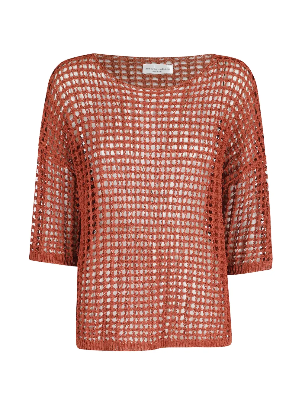 Roberto Collina brick open-knit T-shirt - Orange