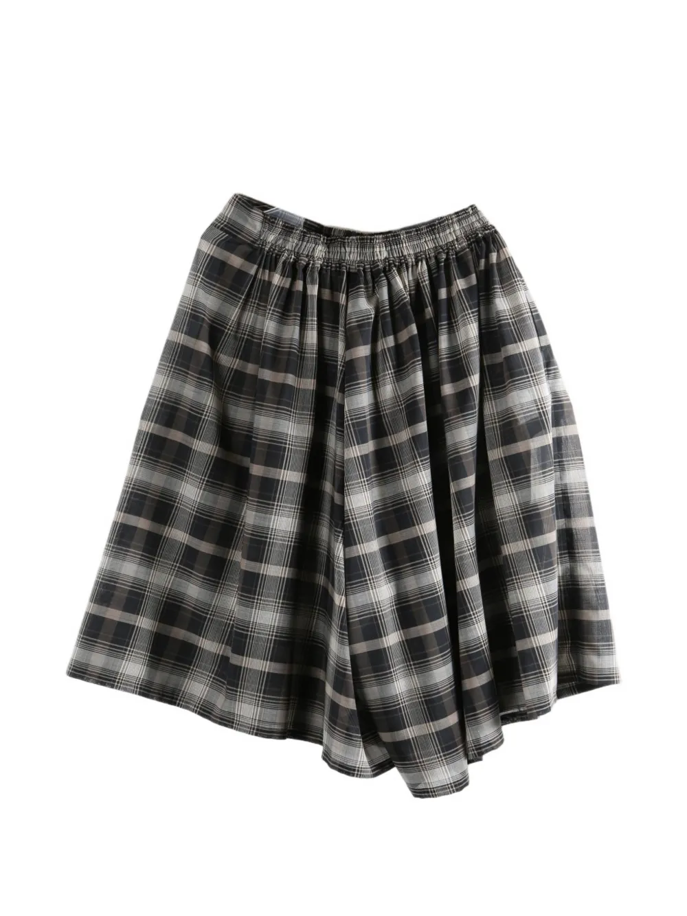 Y's check-pattern elasticated-waistband trousers - Grigio