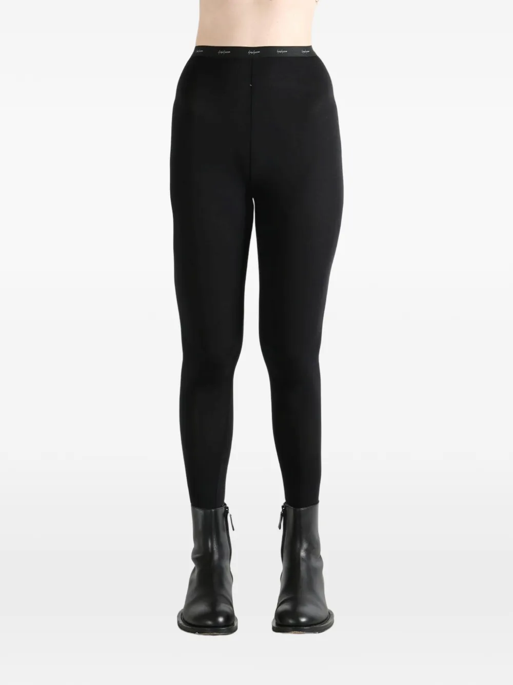 Yohji Yamamoto Legging met logoband Zwart